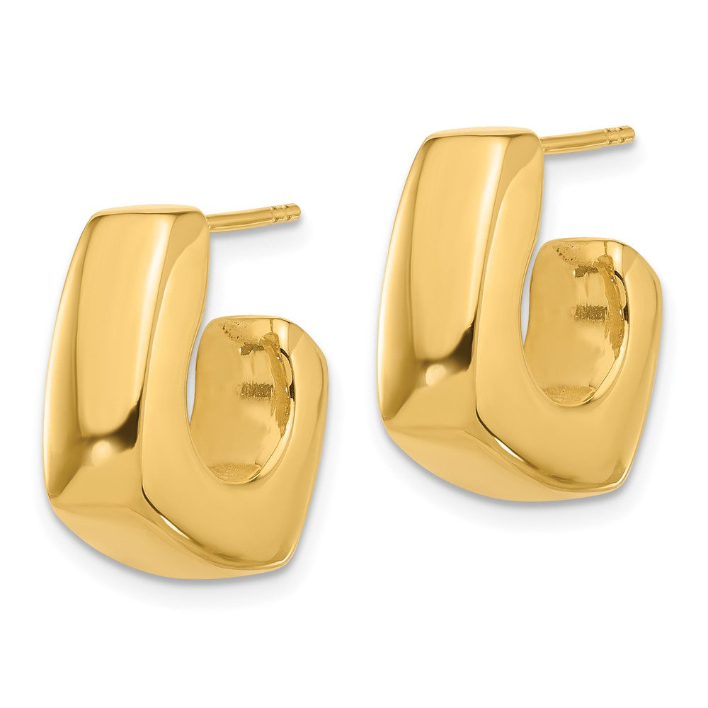 14K Gelbgold Poliert Quadratisch J-hoop Ohrstecker
