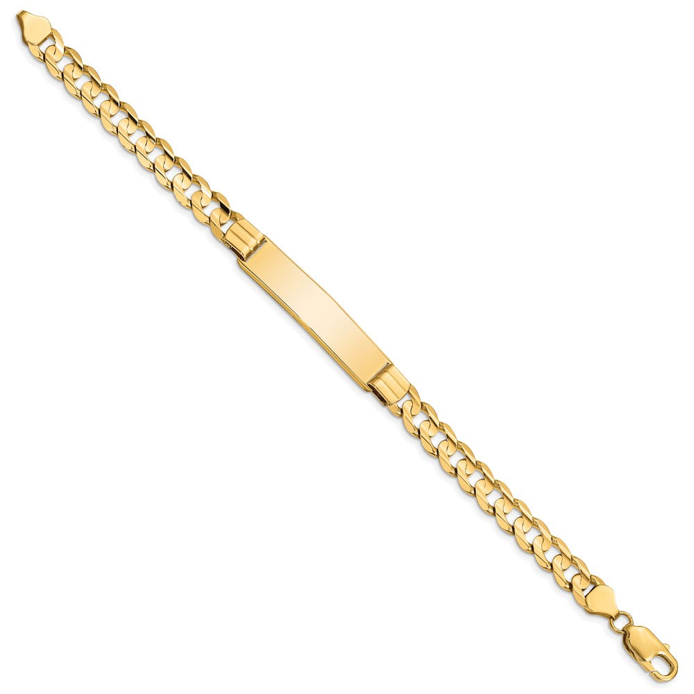 14K Gelbgold Poliert Massiv Kette/solid Platte Panzer Glieder 37x8mm Platte 8 Zoll Id Armband