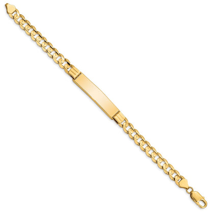 14K Gelbgold Poliert Massiv Kette/solid Platte Panzer Glieder 37x8mm Platte 8 Zoll Id Armband