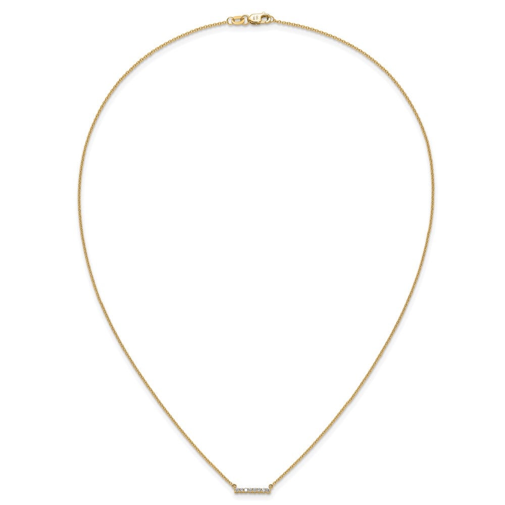 14K Gelbgold Poliert 1/10 Karat Diamant Stab 18 Zoll Halskette
