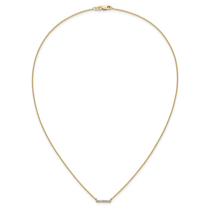 14K Gelbgold Poliert 1/10 Karat Diamant Stab 18 Zoll Halskette