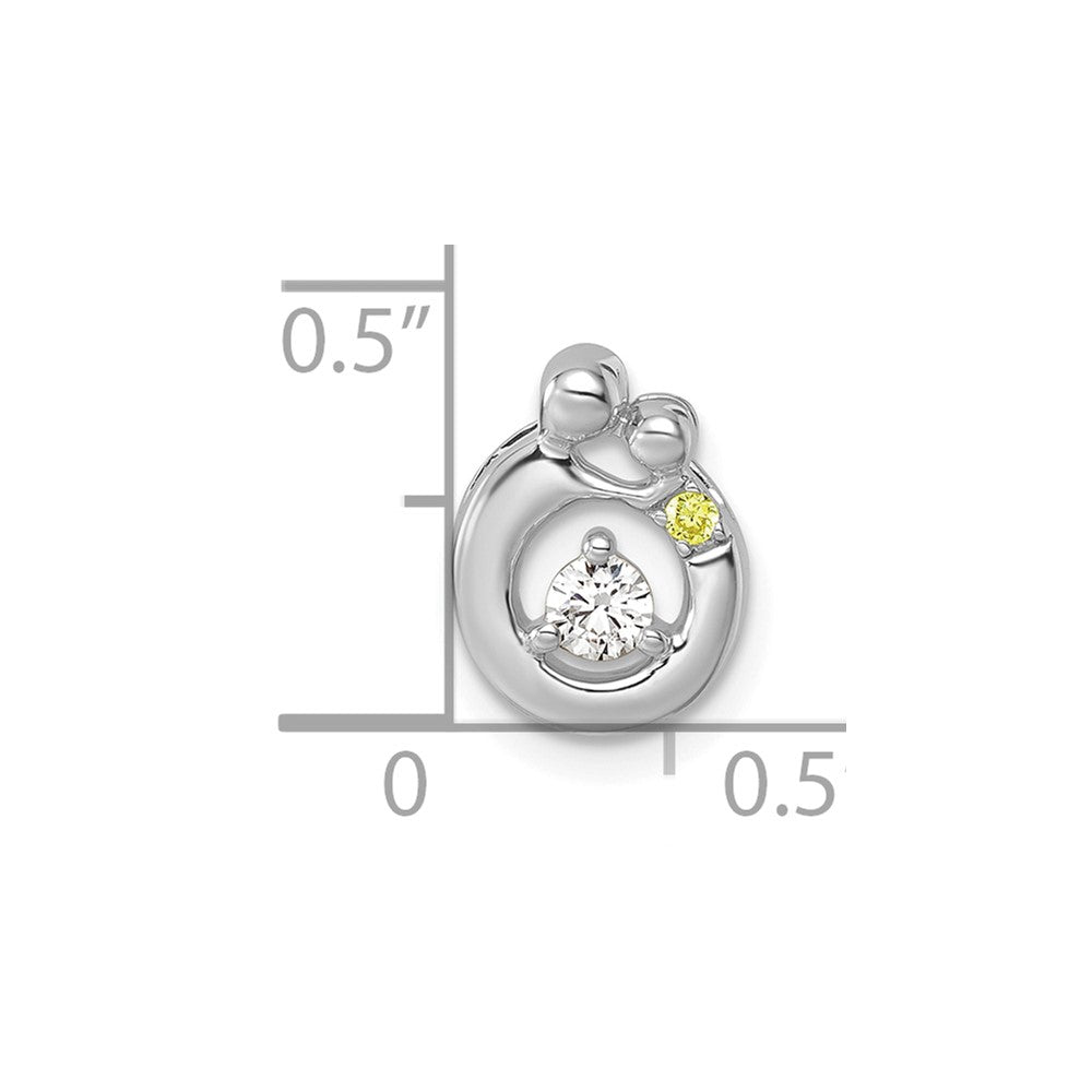 14K Weißgold 1 Echt Geburtsstein und Diamant. Mutter/child Kette Anhänger
