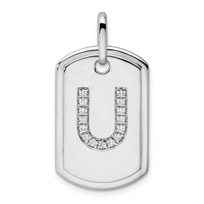 14K Weißgold Diamant-Buchstabe-U-Erkennungsmarken-Charm