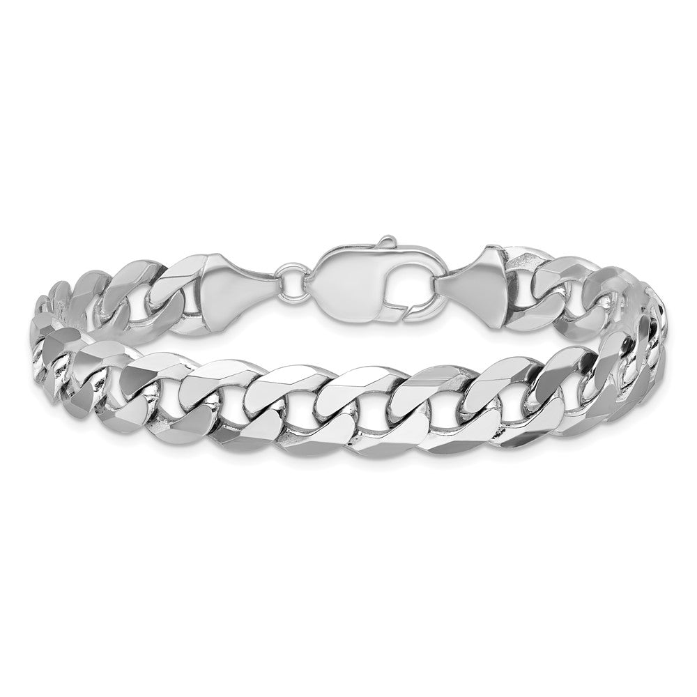 14K Weißgold 9.5mm Flach Abgeschrägt Panzer Gliederarmband