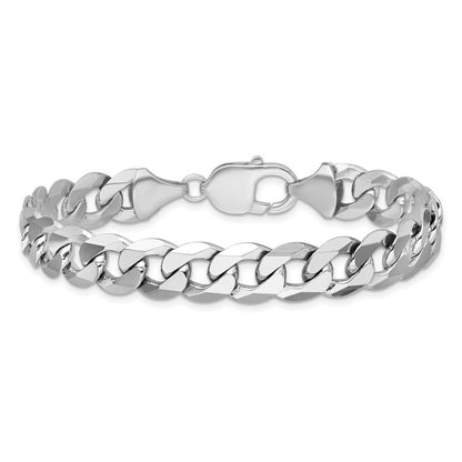 14K Weißgold 9.5mm Flach Abgeschrägt Panzer Gliederarmband
