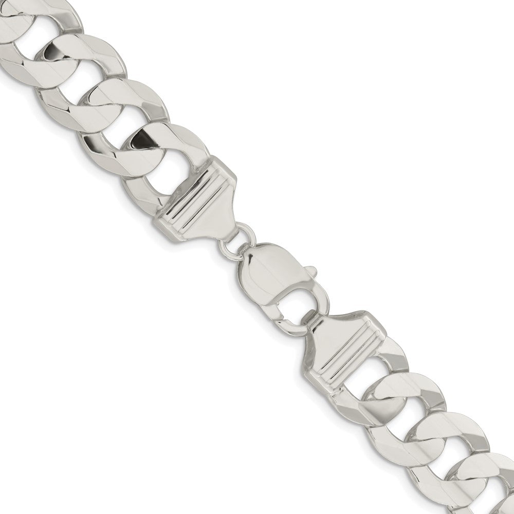 Sterlingsilber Rhodiniert 14.0mm Konkav Abgeschrägt Panzer 24 Zoll Kette