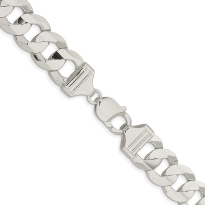 Sterlingsilber Rhodiniert 14.0mm Konkav Abgeschrägt Panzer 24 Zoll Kette
