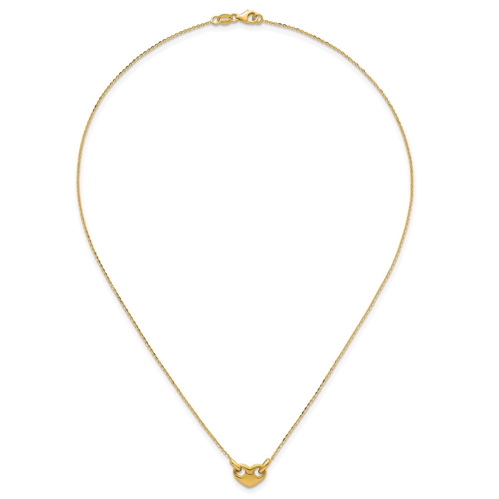 14K Gelbgold Poliert Herz 18 Zoll Halskette