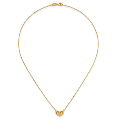 14K Gelbgold Poliert Herz 18 Zoll Halskette