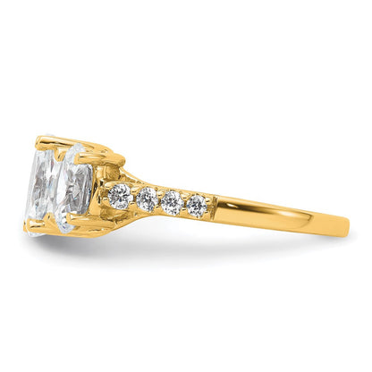 14K Gelbgold 2,75 ct. Laborgezüchteter Diamant VS+ F+ Oval Komplett Drei-Stein-Verlobungsring