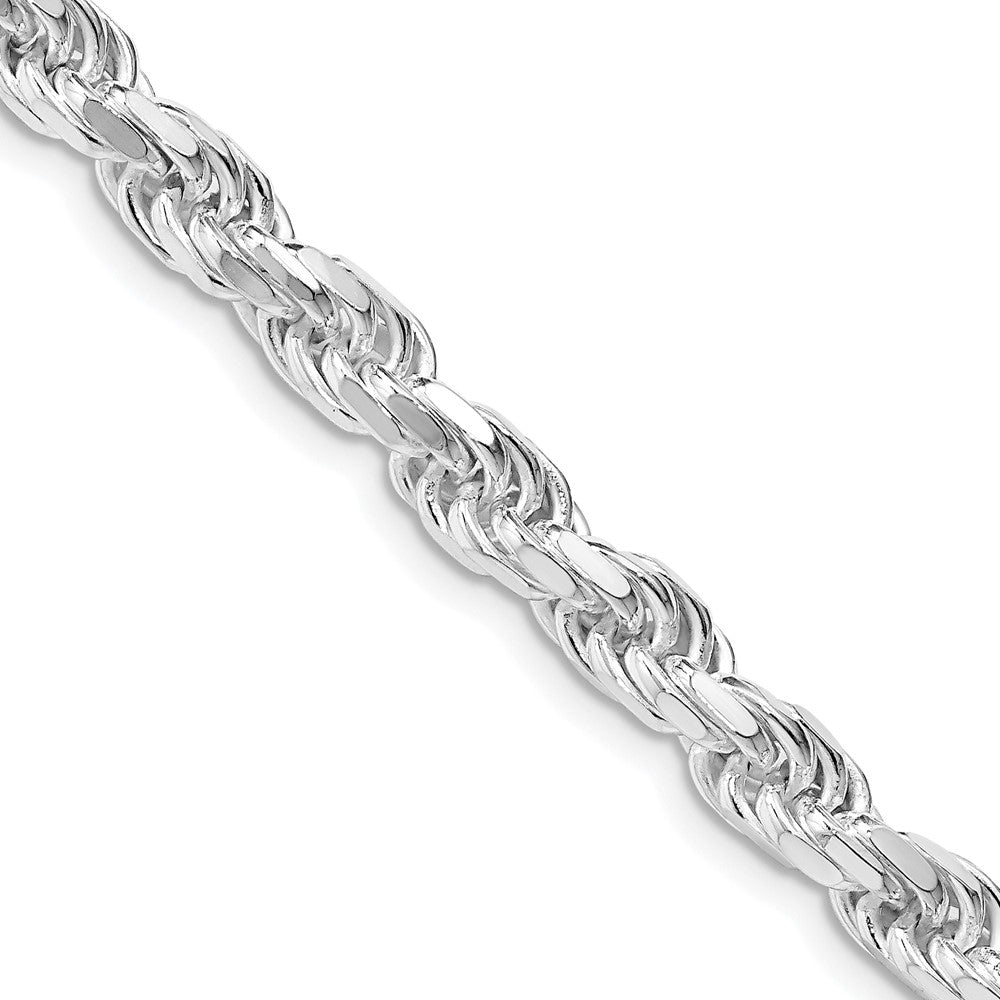 Sterlingsilber Rhodiniert 5.75mm Diamantiert Kordel 30 Zoll Kette
