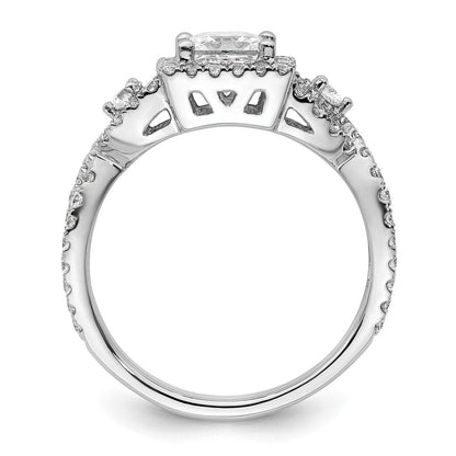 14K Weißgold Heiligenschein Plus (holds 3/4 Karat (5.00mm) Princess Mittig) 3/4 Karat Diamant Halbfassung Verlobungsring