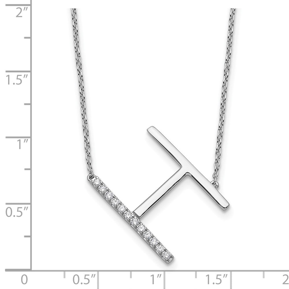 14K Weißgold Seitlich Diamant Initiale H 18 Zoll Halskette