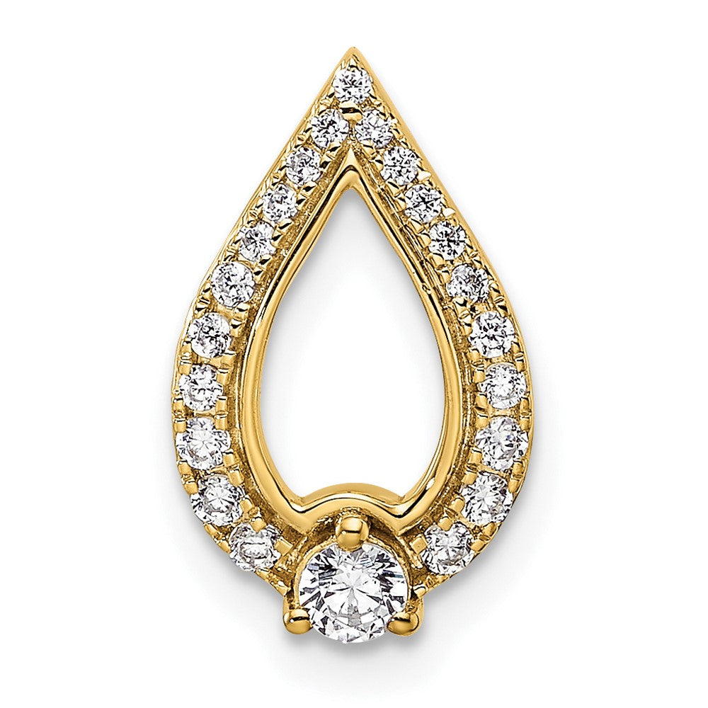 14K Gelbgold Poliert 1/4 Karat Diamant Tropfen Kette Anhänger