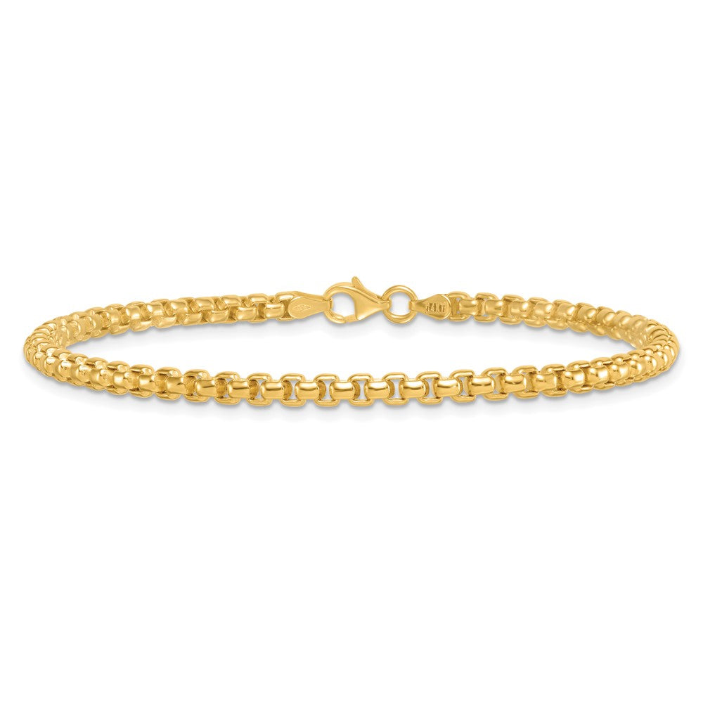 14K Gelbgold Poliert 3.5mm Abgerundet Venezianer Kette Herren Armband
