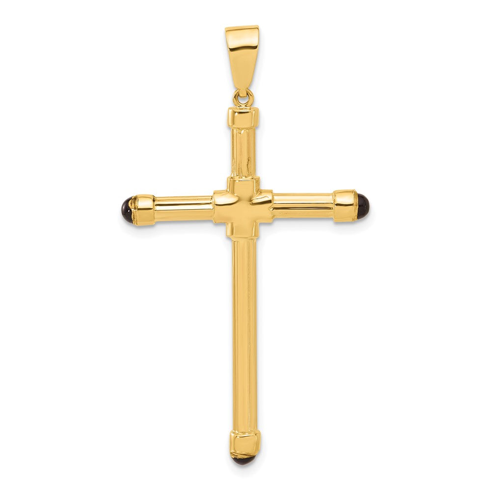 14K Gelbgold Polierter Anhänger mit Kreuz aus schwarzem Onyx