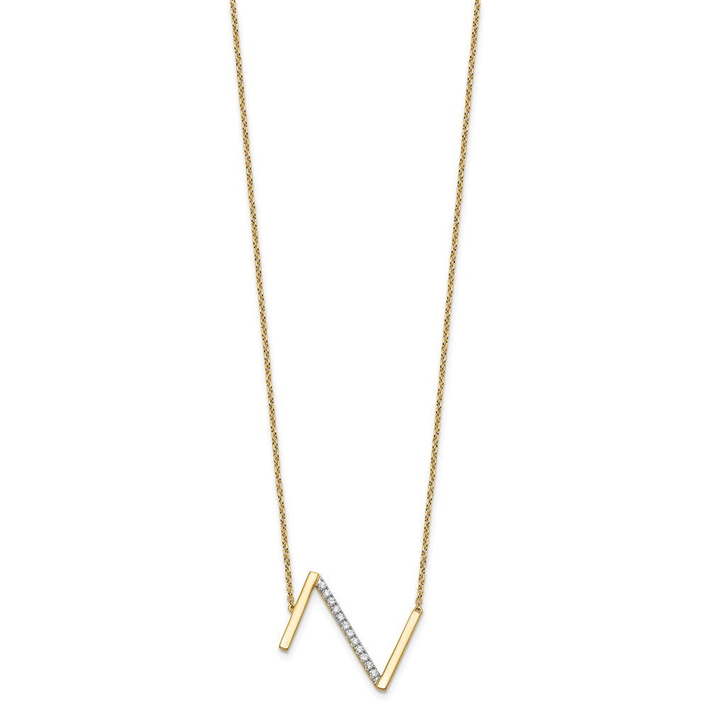 14K Gelbgold Seitlich Diamant Initiale Z 18 Zoll Halskette