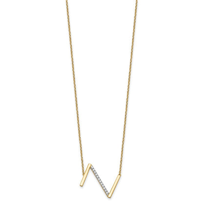 14K Gelbgold Seitlich Diamant Initiale Z 18 Zoll Halskette
