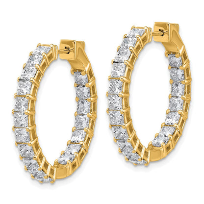 14K Gelbgold Creolen Innen/Außen mit zertifizierten, im Labor gezüchteten Diamanten im Prinzessschliff, VS DEF