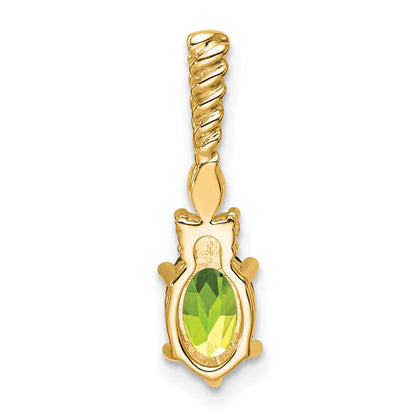 14K Gelbgold Diamant und 7x5 Oval August/peridot Gedreht Kette Anhänger