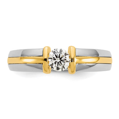 14K Bicolor Gold.5ct Herren Ehering Ring