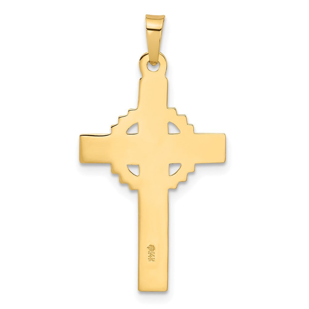 14K Bicolor Gold Hohl Inri Iona Kruzifix Pendent
