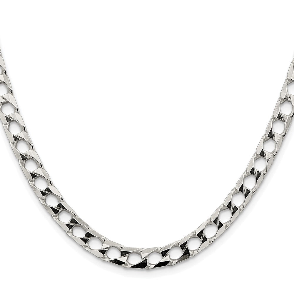 Sterlingsilber Rhodiniert 6.25mm Diamantiert Quadratisch Panzer 24 Zoll Kette