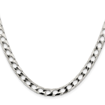 Sterlingsilber Rhodiniert 6.25mm Diamantiert Quadratisch Panzer 24 Zoll Kette