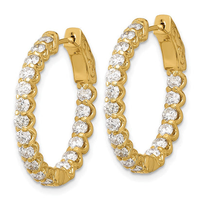 14K Gelbgold 2.1 Karat Diamant In/out Oval Creole mit Sicherheits Verschluss Ohrringe