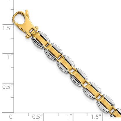 14K Bicolor Gold Bicolor Poliert 6.65mm Fantasieglieder Gliederarmband