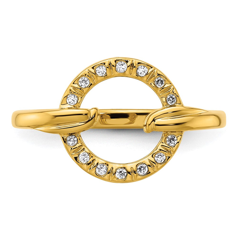 14K Gelbgold Polierter Diamant Offener Kreis Fashion-Ring