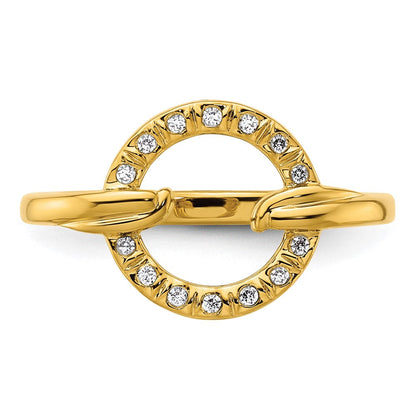 14K Gelbgold Polierter Diamant Offener Kreis Fashion-Ring