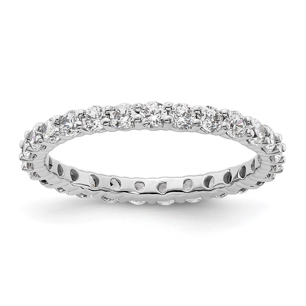 14K Weißgold Poliert Größe 6.5 Shared Krappen 1 Karat Diamant Komplett Memoire Ehering Ring