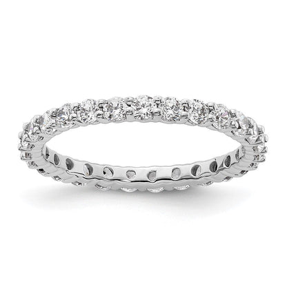 14K Weißgold Poliert Größe 6.5 Shared Krappen 1 Karat Diamant Komplett Memoire Ehering Ring