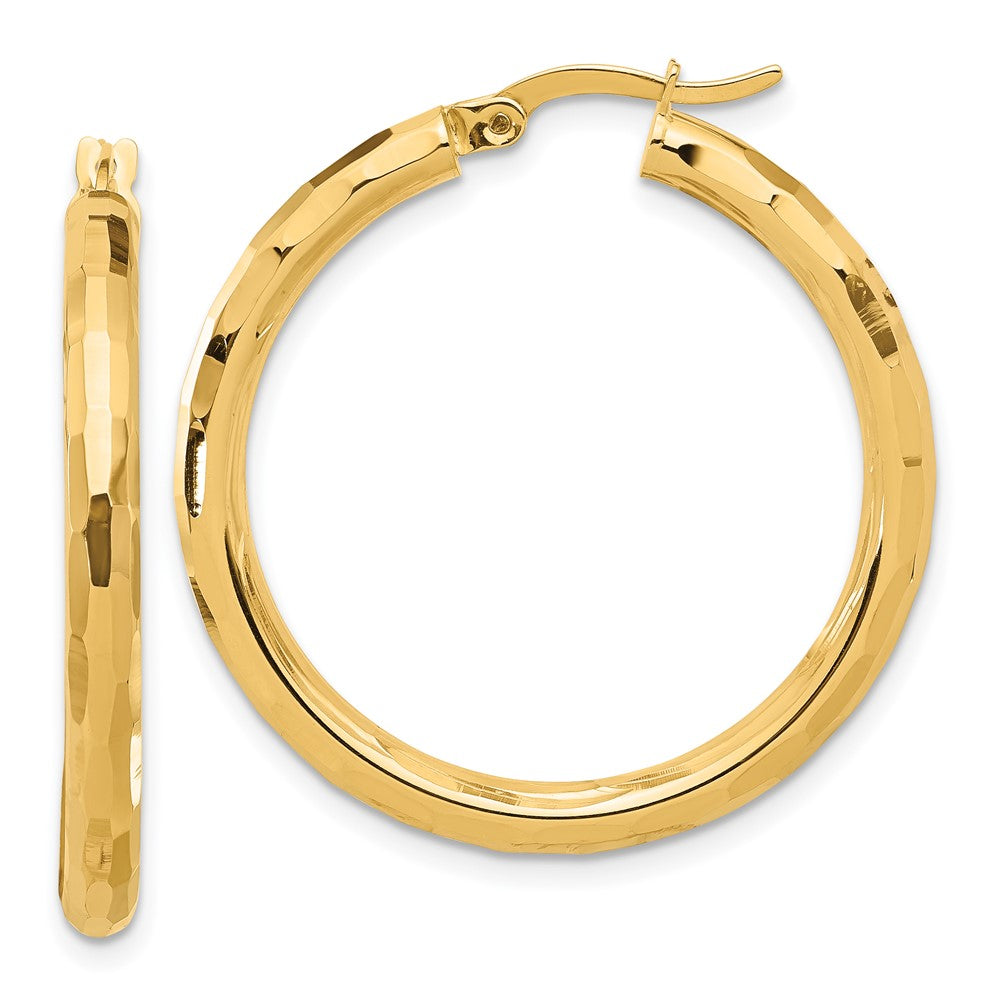 14K Gelbgold Poliert und Diamantiert Creolen