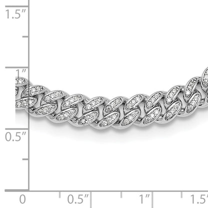 Sterlingsilber Rhodiniert Mikro Pavé Zirkonia 6mm Panzer Glieder 18 Zoll Halskette