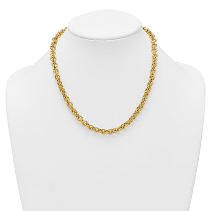 14K Gelbgold Poliert und Strukturiert 7.3mm Ankerkette Kette 18 Zoll Halskette
