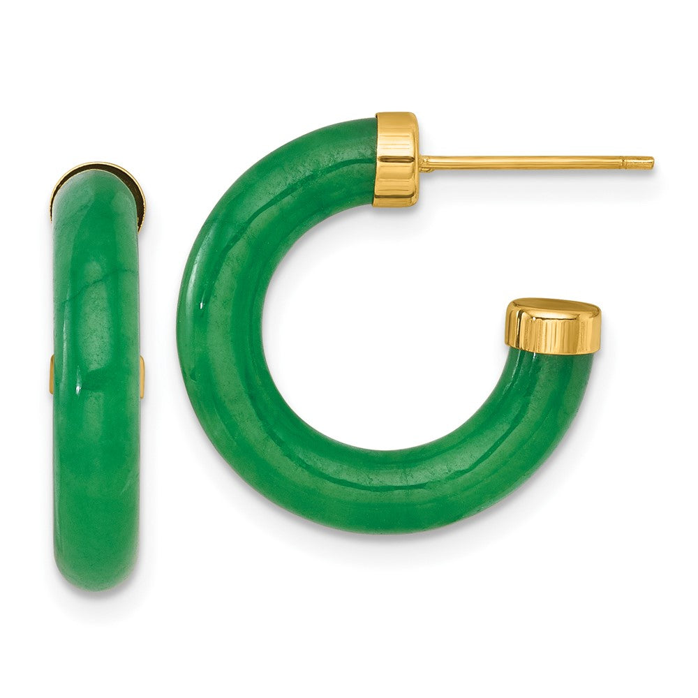 14K Gelbgold Poliert 3.8mm Jade Stecker C- Creolen