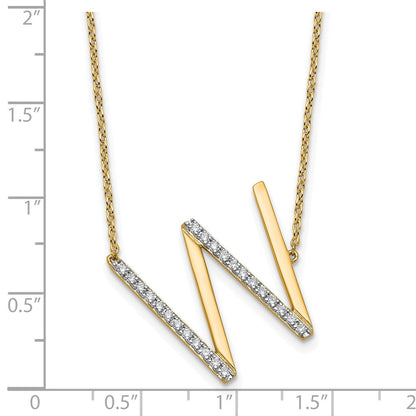 14K Gelbgold Seitlich Diamant Initiale W 18 Zoll Halskette