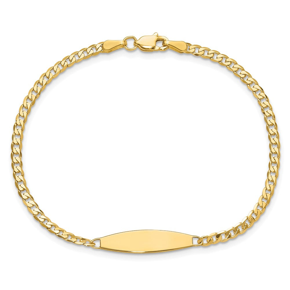 14K Gelbgold Poliert Massiv Kette/solid Platte Panzer Glieder 36x5.1mm Platte Id Armband