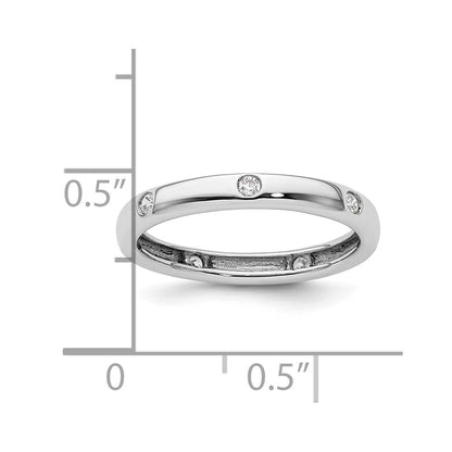 14K Weißgold Poliert Größe 5.5 Zargenfassung-set 1/10 Karat Diamant Komplett Memoire Ehering Ring