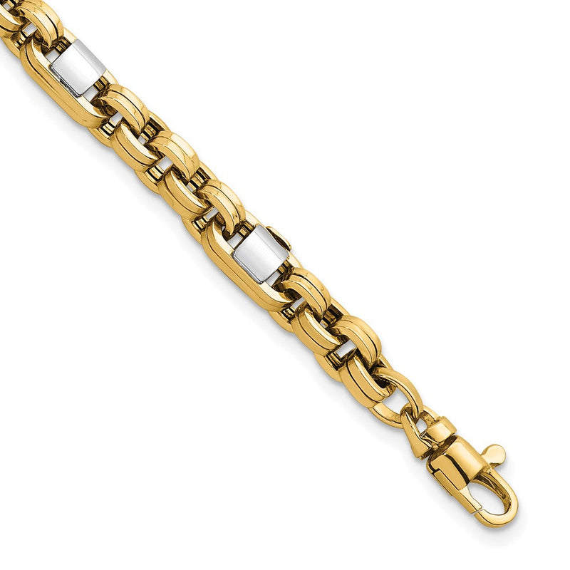 14K Bicolor Gold Bicolor Poliert 5mm Fantasieglieder 7.5 Zoll Armband