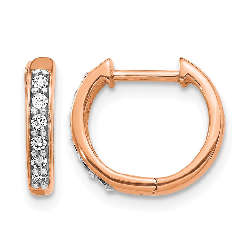 14K Roségold Creolen mit Klappscharnier und 0,125 Karat Diamanten