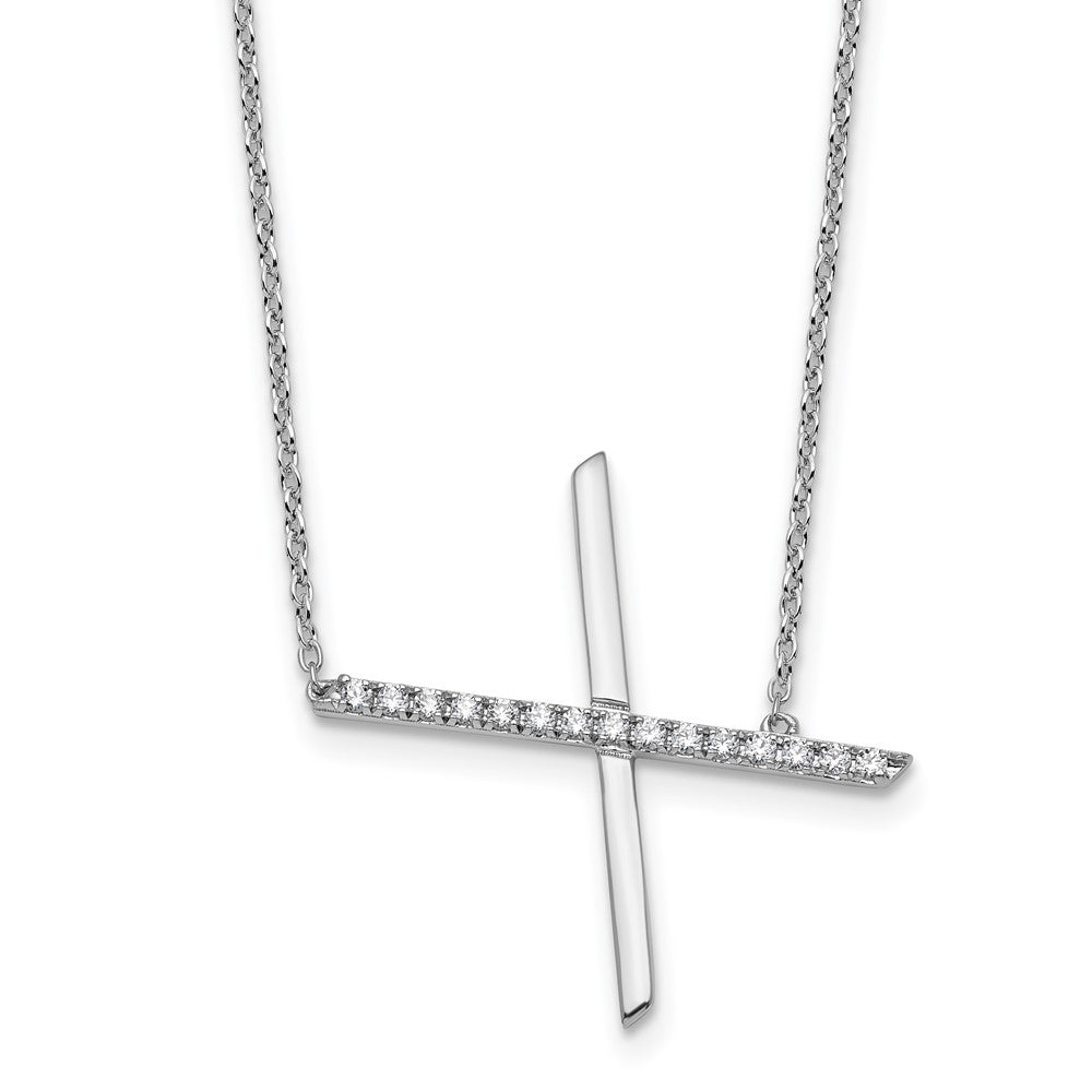 14K Weißgold Seitlich Diamant Initiale X 18 Zoll Halskette