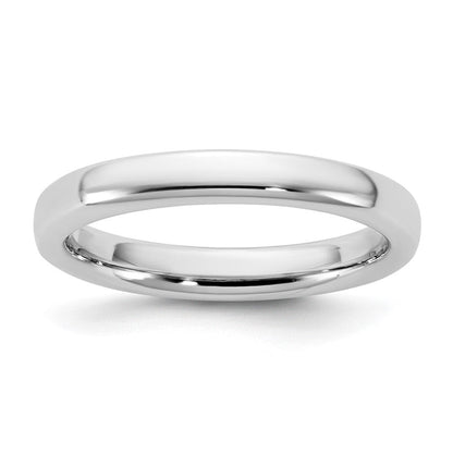 14K Weißgold 3 mm Europäischer Ehering mit Komfort-Passform