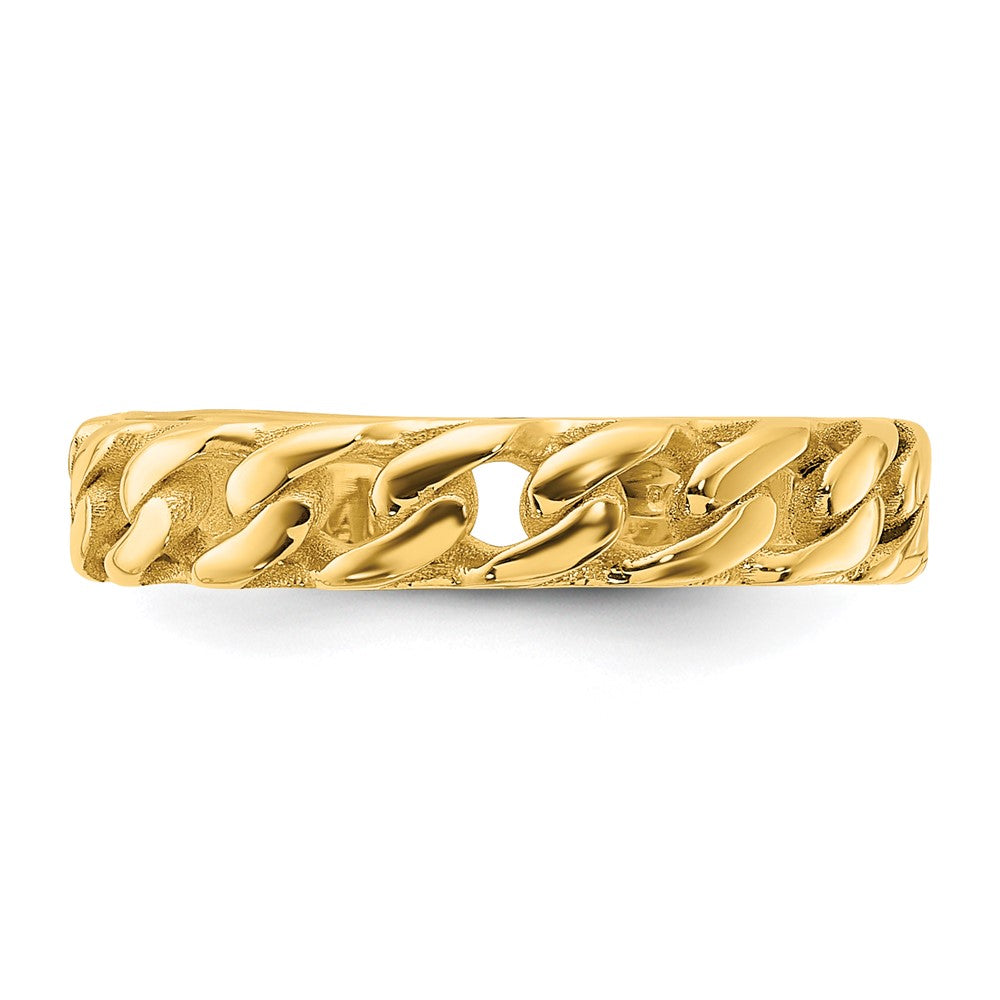 14K Gelbgold Poliert 4mm Panzer Glieder Ring