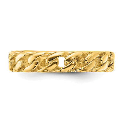 14K Gelbgold Poliert 4mm Panzer Glieder Ring