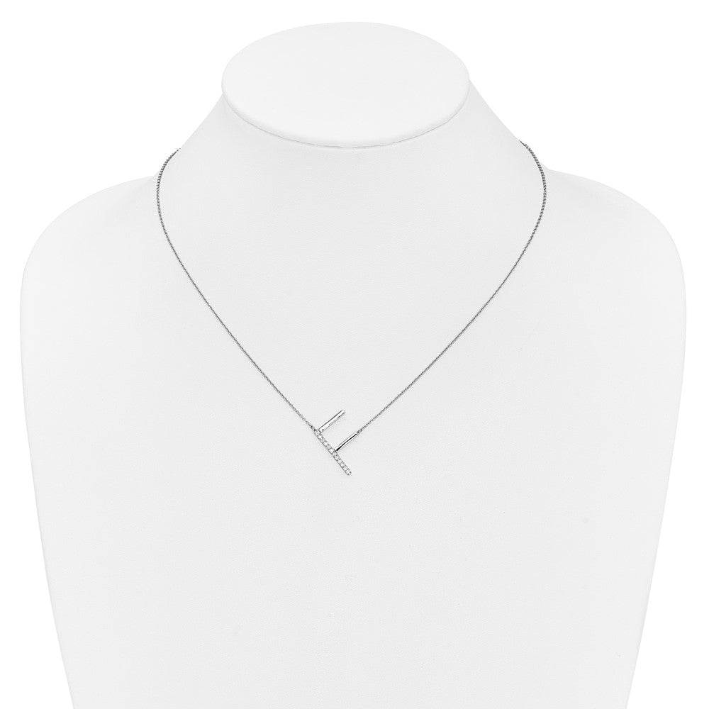 14K Weißgold Seitlich Diamant Initiale F 18 Zoll Halskette
