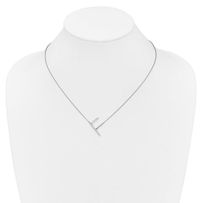 14K Weißgold Seitlich Diamant Initiale F 18 Zoll Halskette