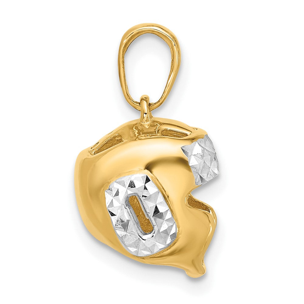 14K Gelbgold und Rhodium diamantgeschliffener Ringer-Helm-Anhänger